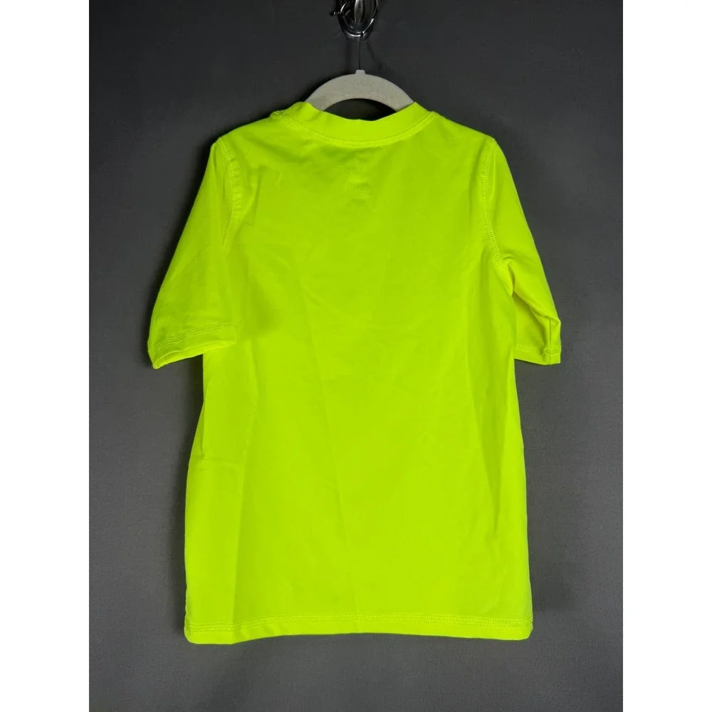 Place Sport Swim Set Kids Size M 7/8 Neon Yellow Blue Palm Tropical Rash Guard